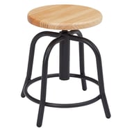 Swivel Stools with Black Frame, Wooden Seat, 18